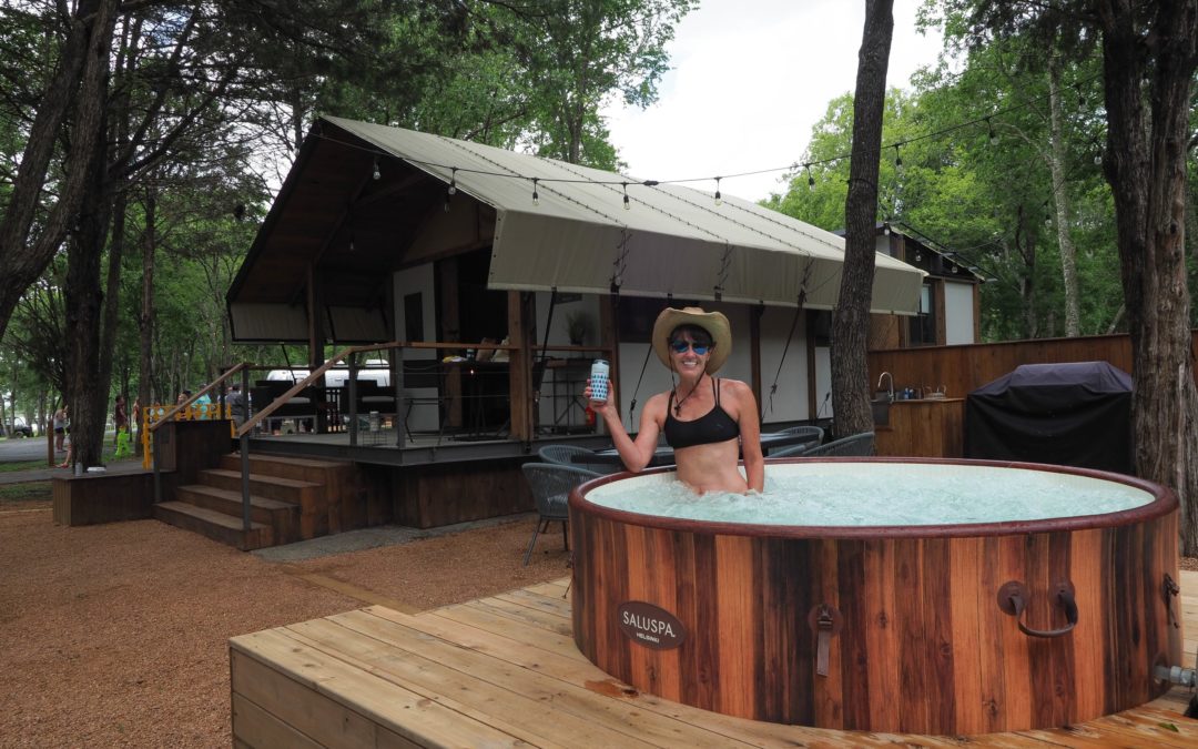 Stay in a cabin, a safari tent or an Airstream trailer at North Shore Park at Lake Bastrop