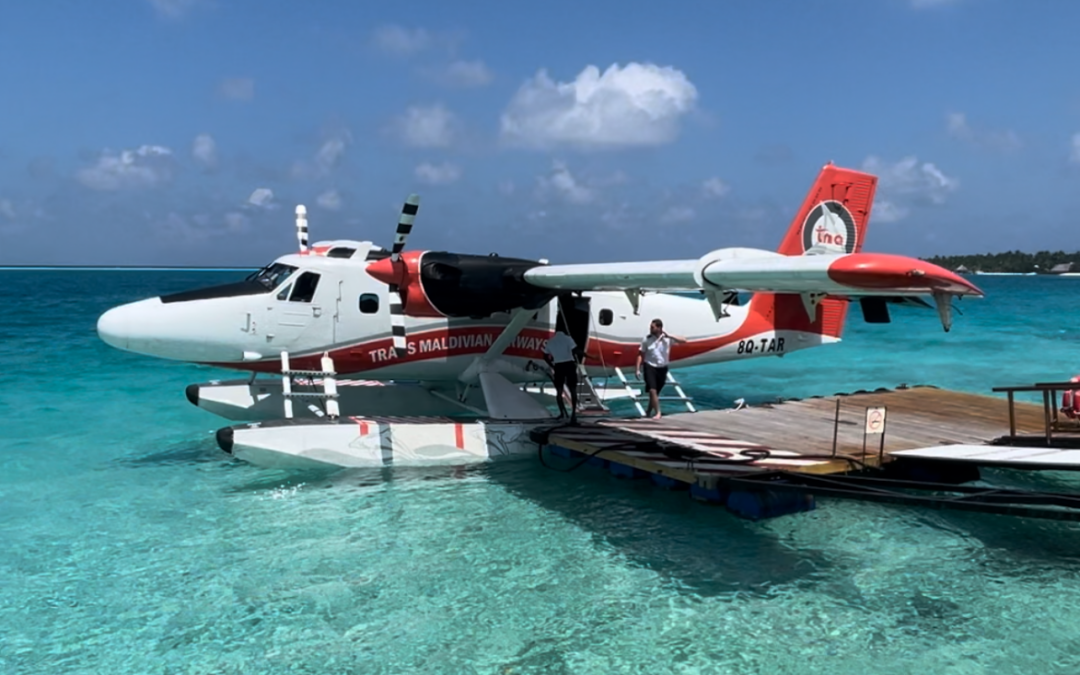 In the Maldives, float planes whisk travelers from island to island